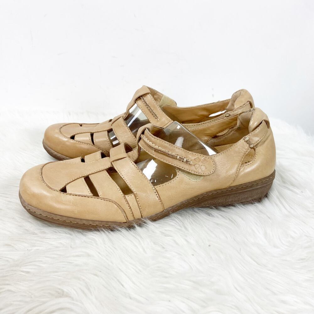 Naturalizer 10 M Womens Tan Beige Leather Malta Buckle Comfort Flats Shoes - Picture 4 of 9